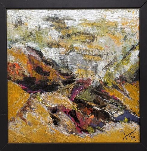 Mountains of hope (may 2024) Acrylic on canvas (30x30cm) di Lemonnier Frederic, Pittura in vendita su Singulart