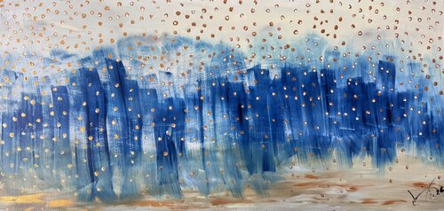 Blue forest under the snow (1er janvier 2026) Techniques mixtes (60x120) by Lemonnier Frederic, Painting for Sale on Singulart