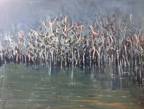 Blue swamp (février 2026) Huile sur toile (100x80x3,5) by Lemonnier Frederic, Painting for Sale on Singulart