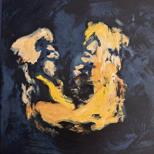 Blue NOUN : Radiographie 4 (SEPT 2021) Techniques mixtes sur toile (30X30cm) di Lemonnier Frederic, Pittura in vendita su Singulart