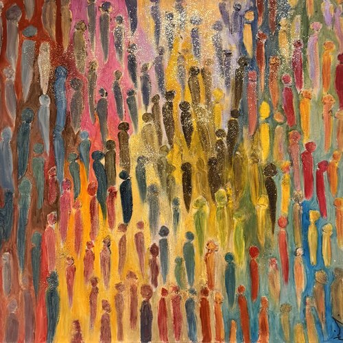 Les barreaux d’ombres (mai 2021) Huile et spray or sur toile 3D (70×70) de Lemonnier Frederic, Pintura a la venta en Singulart