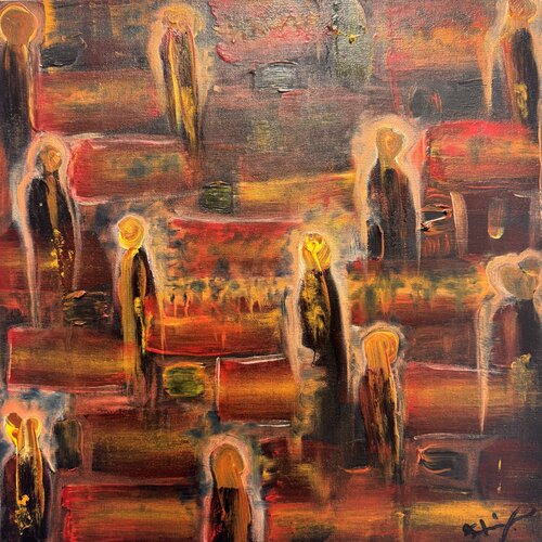 Urgence climatique (Septembre 2020) Acrylique et huile sur toile de lin (50×50) par Lemonnier Frederic, Peinture en vente sur Singulart