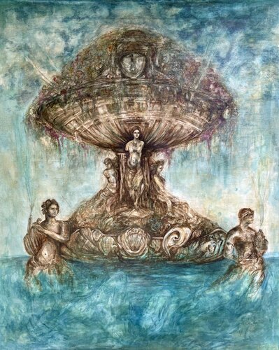 La Fontaine du Silence di Florentino Filangi, Pittura in vendita su Singulart
