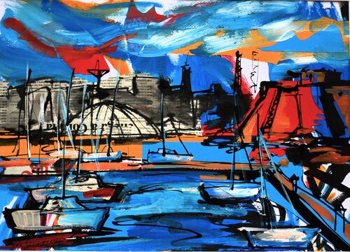 Puerto deportivo de A Coruña von Lola Saavedra, Werk auf Papier kaufen auf Singulart