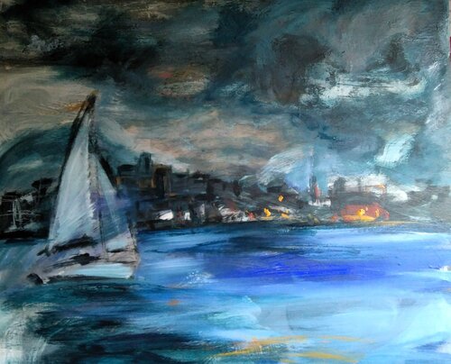 Velero que vimos entrando en la ciudad von Lola Saavedra, Malerei kaufen auf Singulart