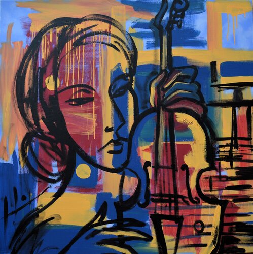 Loving music von Lola Saavedra, Malerei kaufen auf Singulart
