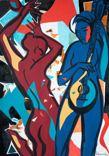 Dúo festivo di Lola Saavedra, Pittura in vendita su Singulart