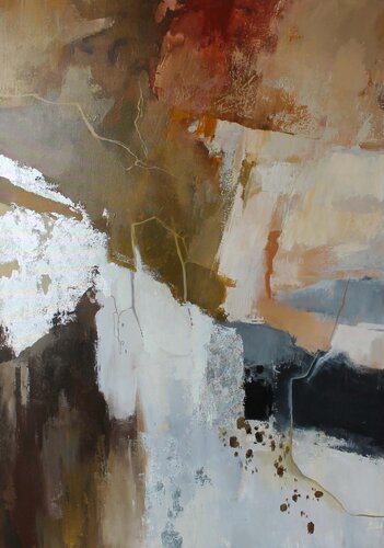 "Impression" Brown gray silver abstract acrylic art by Yana Sagan, 絵画 for Sale on Singulart