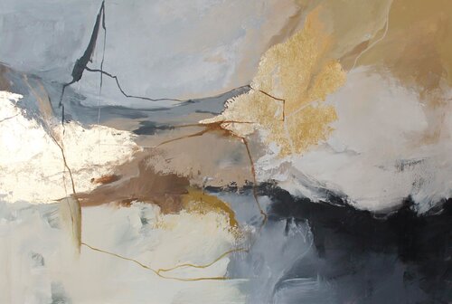 " Desert " Gray beige brown abstract acrylic art von Yana Sagan, Malerei kaufen auf Singulart