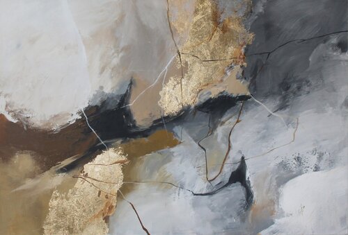 " Desert 2 " Grey gold brown abstract acrylic art Yana Sagan