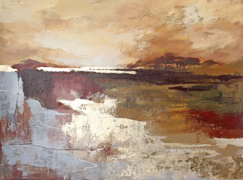 " Calabria " Abstract acrylic brown rust gold art van Yana Sagan, Schilderij te koop op Singulart