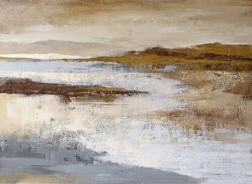 " Calabria 3 " Grey cream brown abstract acrylic art Yana Sagan