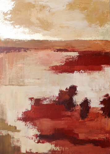 " Autumn " Abstract acrylic nature red and gold art van Yana Sagan, Schilderij te koop op Singulart
