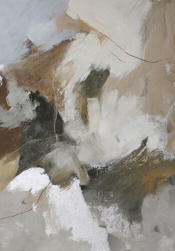 " Velor " Gray brown silver abstract acrylic art par Yana Sagan, Peinture en vente sur Singulart