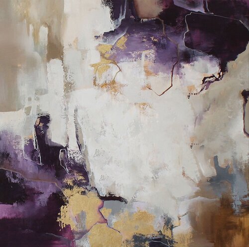 " Flood " Purple beige gold abstract acrylic art di Yana Sagan, Pittura in vendita su Singulart