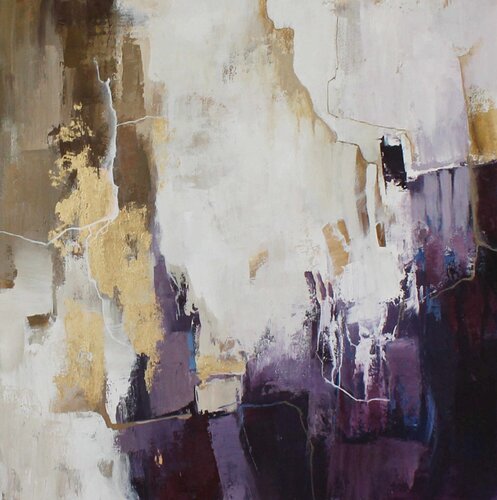 " Flood 2" Abstract purple and gold acrylic art von Yana Sagan, Malerei kaufen auf Singulart