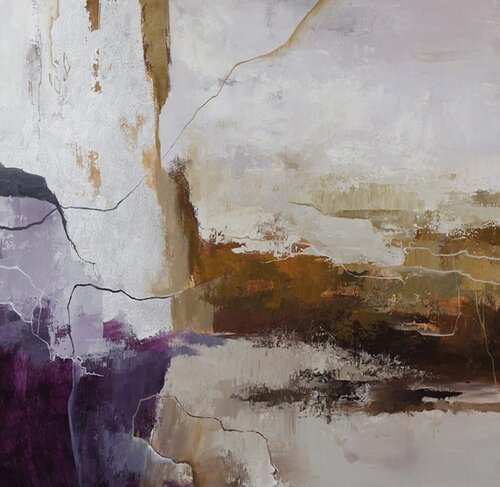 " Flood 3 " Purple brown silver abstract acrylic art von Yana Sagan, Malerei kaufen auf Singulart