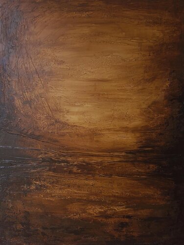 " Rust " Brown black abstract acrylic neutral high textured art di Yana Sagan, Pittura in vendita su Singulart