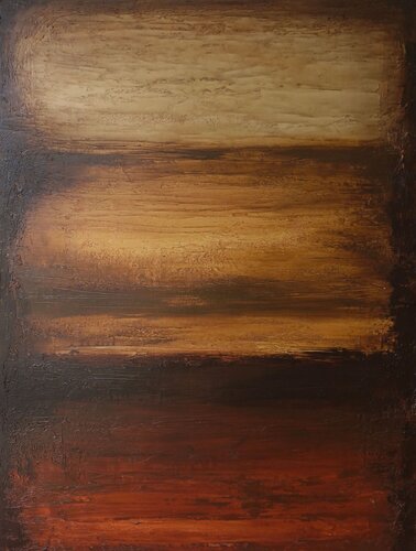 " Rust 2 " Black brown minimalist abstract acrylic high textured art de Yana Sagan, Pintura a la venta en Singulart