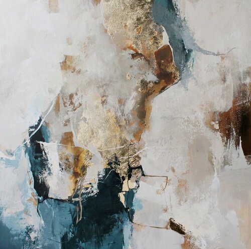 " Sobriety 2 " Navy gold abstract acrylic art van Yana Sagan, Schilderij te koop op Singulart