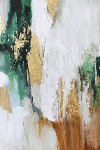 " Green Flow " Green gold abstract acrylic art van Yana Sagan, Schilderij te koop op Singulart