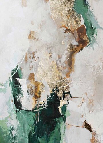 " Green Flow 5 " Green gold abstract acrylic art van Yana Sagan, Schilderij te koop op Singulart
