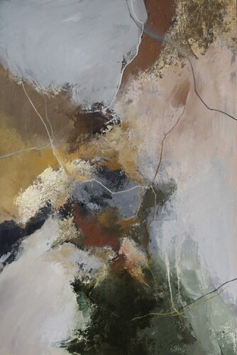 " Green Rime 2 " Abstract green brown gray acrylic art by Yana Sagan, 회화 for Sale on Singulart