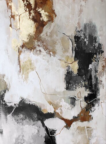 " Gray Flux " Gray gold abstract acrylic art di Yana Sagan, Pittura in vendita su Singulart