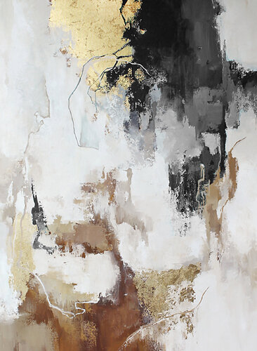 " Gray Flux 2 " Gray gold  abstract acrylic art by Yana Sagan, Painting for Sale on Singulart