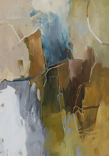 " Melody 2 " Brown teal gray abstract acrylic art van Yana Sagan, Schilderij te koop op Singulart