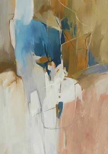 " Melody 6 " Peach blue brown acrylic abstract art van Yana Sagan, Schilderij te koop op Singulart