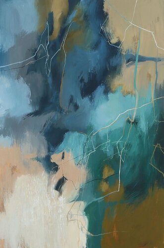 " Consonance 3 " Teal blue abstract acrylic art van Yana Sagan, Schilderij te koop op Singulart