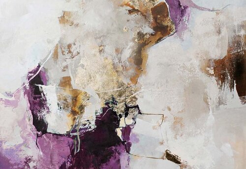 " Pink Avalanche 3 " Purple gold abstract acrylic art di Yana Sagan, Pittura in vendita su Singulart