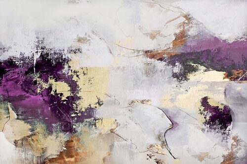 " Pink Avalanche 5 " Purple gold abstract acrylic art Yana Sagan