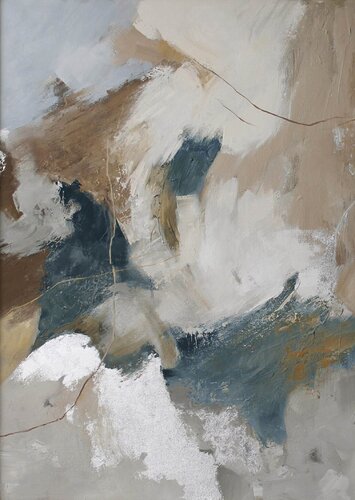 " Blue Velor " Abstract gray beige blue acrylic art par Yana Sagan, Peinture en vente sur Singulart