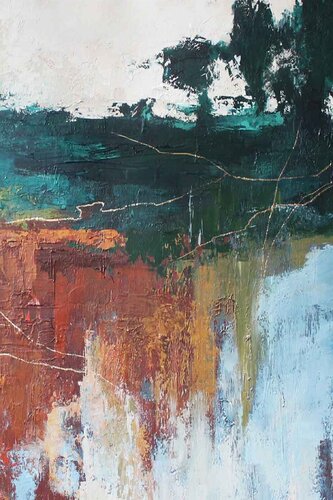" Northern forest 2 " Abstract green nature acrylic art van Yana Sagan, Schilderij te koop op Singulart