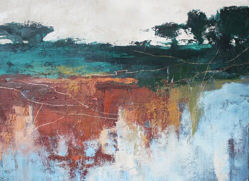 " Northern forest 3 " Abstract green forest acrylic art Yana Sagan