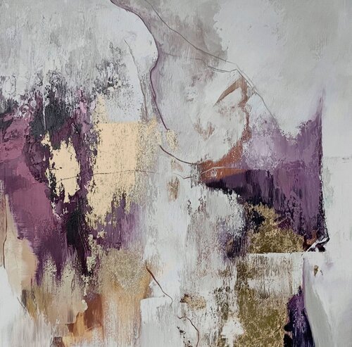 " Pink Sobriety " Abstract purple gold wall acrylic art von Yana Sagan, Malerei kaufen auf Singulart