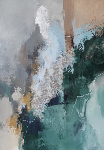 " East Coast " Green gray abstract acrylic art von Yana Sagan, Malerei kaufen auf Singulart