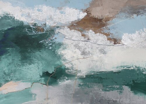 " Greenland 2 " Green blue abstract acrylic art van Yana Sagan, Schilderij te koop op Singulart