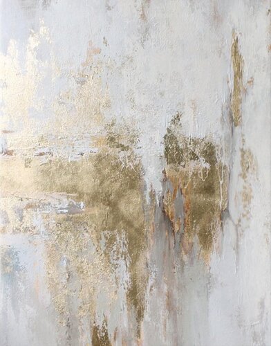" Cascade 5 " Abstract gold white acrylic art von Yana Sagan, Malerei kaufen auf Singulart