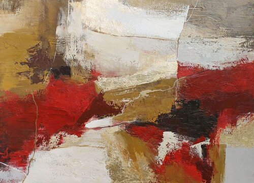 " Passion " Burgundy gold abstract acrylic art Yana Sagan