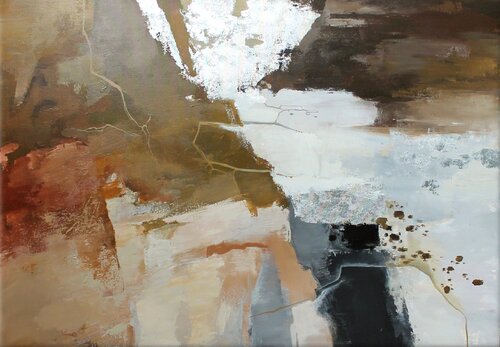 " Silence " Brown rust grey abstract acrylic art von Yana Sagan, Malerei kaufen auf Singulart
