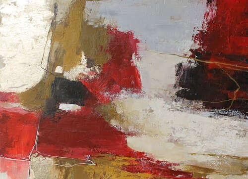 " Passion 2 " Abstract red and gold gray acrylic art von Yana Sagan, Malerei kaufen auf Singulart