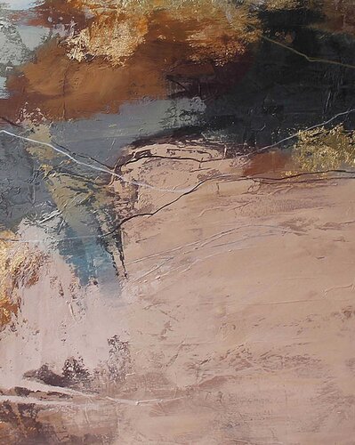" Orange Flight 5 " Cream brown gray abstract acrylic art von Yana Sagan, Malerei kaufen auf Singulart