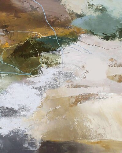 " Green Glory 3 " Green green gray brown acrylic art van Yana Sagan, Schilderij te koop op Singulart