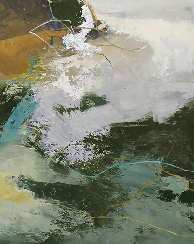 " Green Glory 4 " Abstract green gray brown acrylic art van Yana Sagan, Schilderij te koop op Singulart