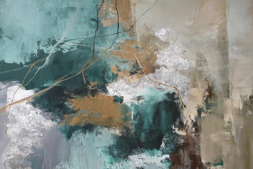 " Forest Hill 2 " Abstract emerald acrylic art van Yana Sagan, Schilderij te koop op Singulart