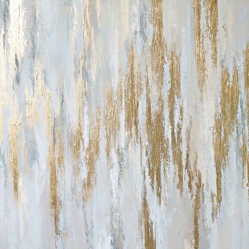 " Cascade " Acrylic abstract white and gold art van Yana Sagan, Schilderij te koop op Singulart