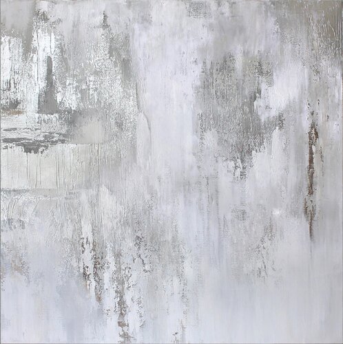 " Silver Cascade 6 " Abstract acrylic white and silver art van Yana Sagan, Schilderij te koop op Singulart